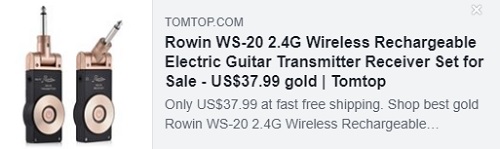 Rowin WS-20 2.4G Wireless Rechargeable Electric Guitar Transmitter Receiver Set Price: $23.99