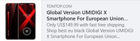 Global Version UMIDIGI X Smartphone For European Union Countries Price: $149.99