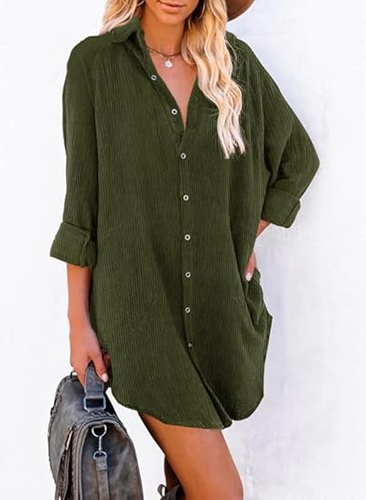 Stylish Dresses to Buy on Amazon-Dokotoo Women's Button Down Shirt Dress